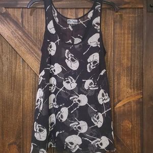 Skull sheer flowy tank
